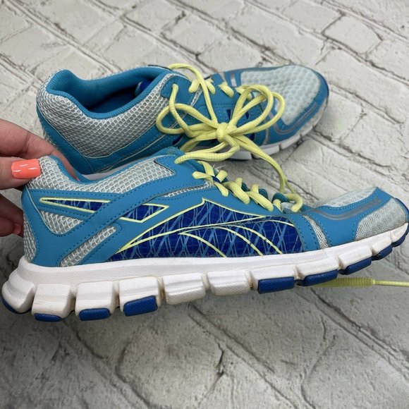 Reebok - Smoothflex Flyer Blue Lemon White Running Shoes - Women's 8.5 - V61472 - Picture 3 of 7
